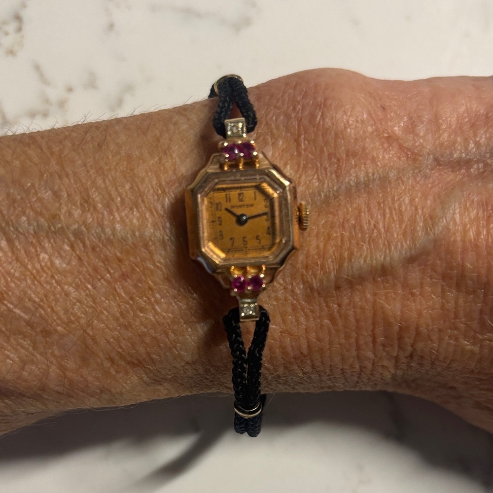 Vintage Winton Gold and Black Women's Watch